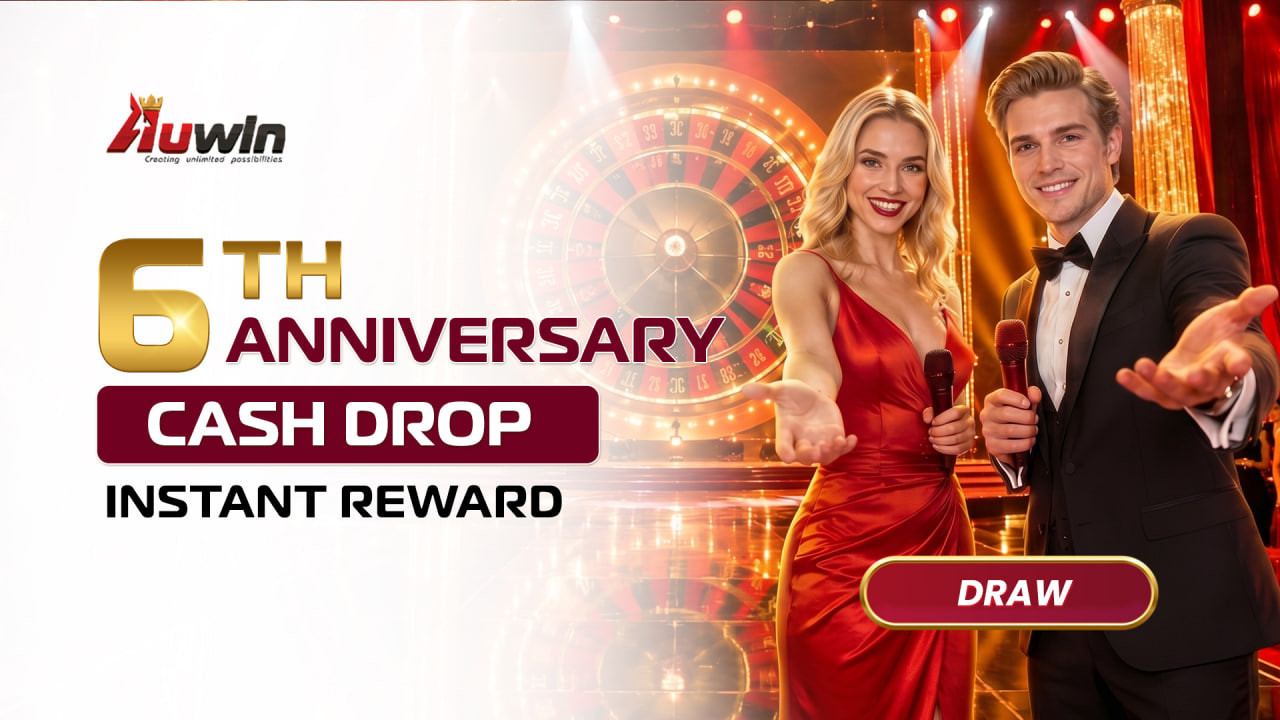 6th anniversary cash drop event banner at AuWin Australia